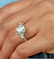 2.15Ctw Moissanite Half Eternity 18k White Gold Vermeil Plated Engagement Ring