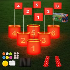 Golf Yard Bucket Games, 6 Holes Golf Practice Game with Flag, Indoor Outdoor Gol