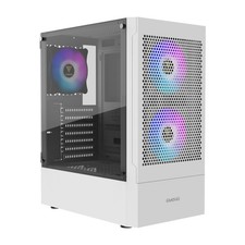 White RGB Gaming ATX Mid Tower Computer PC Case with Side Tempered Glass and ...