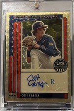 2026 Panini Stars & Stripes Prizm Autograph Colt Carter USA GOLD Vinyl 1 of 1 