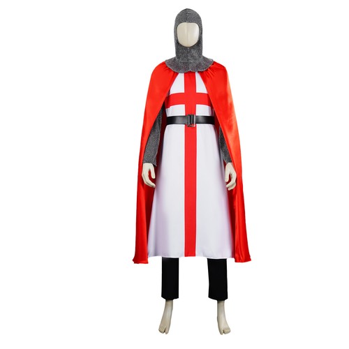 Adult Medieval Crusader Knight Cosplay Costume Halloween Outfits Party Role Play - Picture 7 of 22