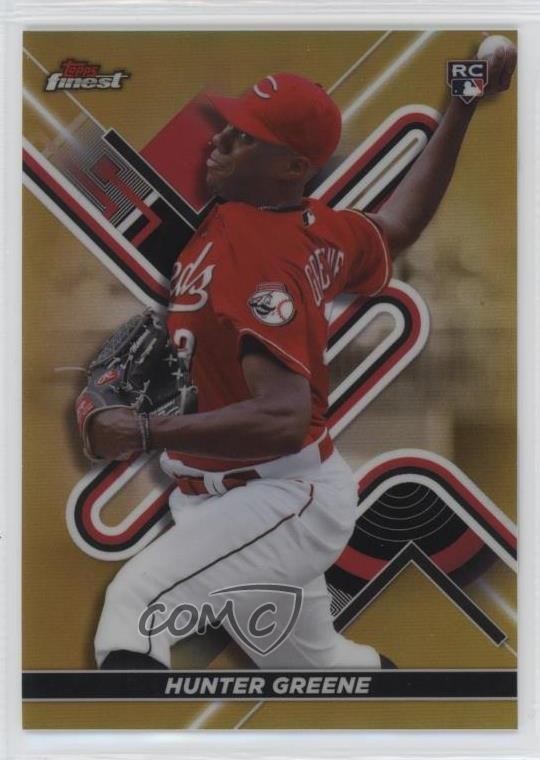 2022 Topps Finest Gold Refractor 40/50 Hunter Greene #69 Rookie RC v6g