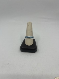 Sterling Silver 925 ring ft blue turquoise inlay (8.41g sz 12)