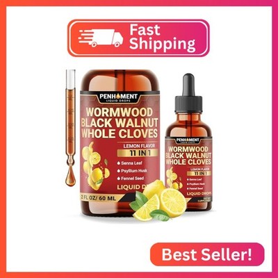 Penhoment 11in1 Wormwood Liquid Drops with Black Walnut Cloves, Vitamin C and D3