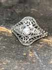 AVON 925 Sterling Silver Vintage Round-Cut Shaped C Z Ornate Ring Size 6