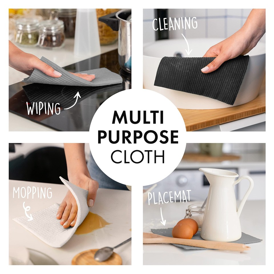 SUPERSCANDI 6pk Swedish Dishcloths Kitchen - Biodegradable, Compostable ...