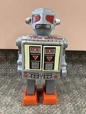  Horikawa Japan Battery Operated Tin Litho Space Fighter Robot Working 9" Tall