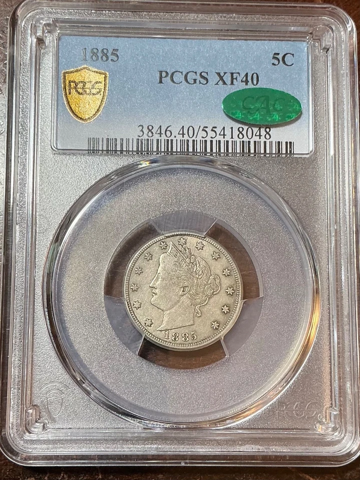 PCGS XF40 CAC 1885 LIBERTY V NICKEL KEY DATE  PERFECT FOR THE GRADE - Image 3 of 3