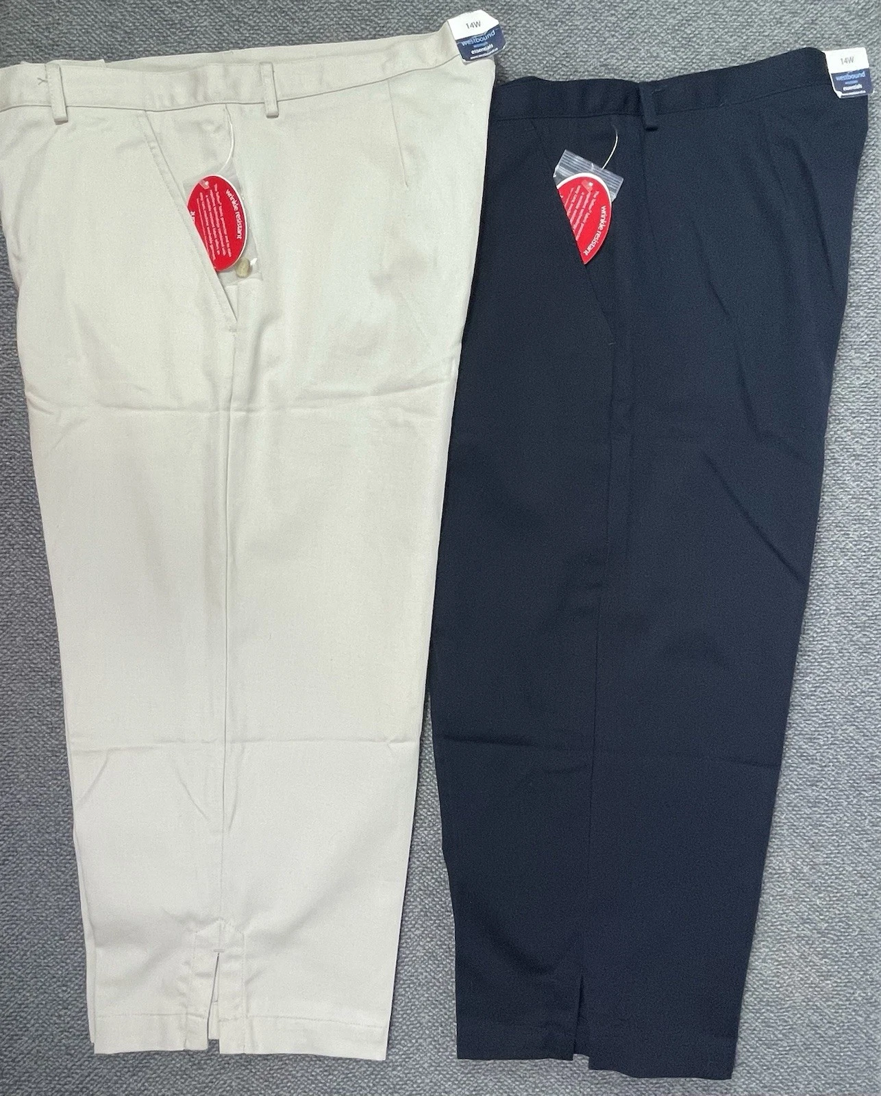 Westbound Woman Essentials Lot of 2 Capri Pants 14 Navy & Khaki "fit 36x20" NWT