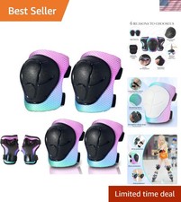 Gradient Color Kids Protective Gear Set Knee Pads for Kid 2-14 ,W/ Adjustable...