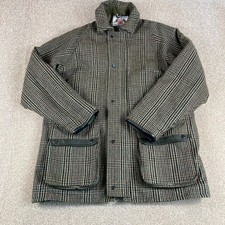 Vintage Beaver Coat Mens Size 42 Green Brown Houndstooth Check Vent X Country