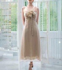 Dolce & Gabbana A-line Chiffon Dress Flower Sleeveless Beige Size 40 Women used