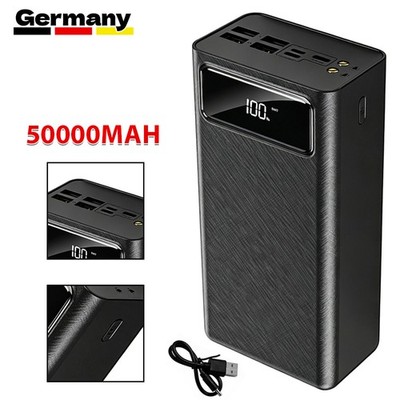 Powerbank 50000mAh USB-C Externer 4 USB Ladegerät für Alle Handys DE