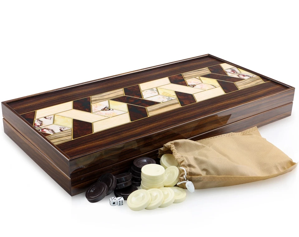 Wunderschöne Backgammon TAVLA XXL Intarsien Look Marküteri / Dunkel - Bild 4 von 4