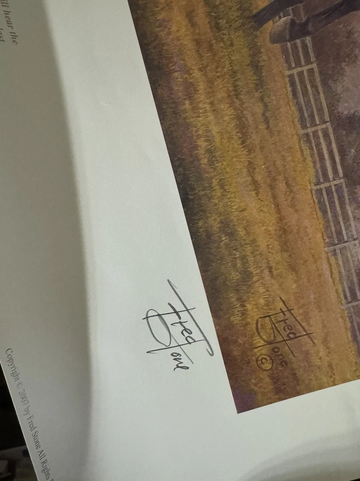 Impresión de piedra edición limitada firmada por Laffit Pincay Jr. John Henry Fred Foto 3 de 3