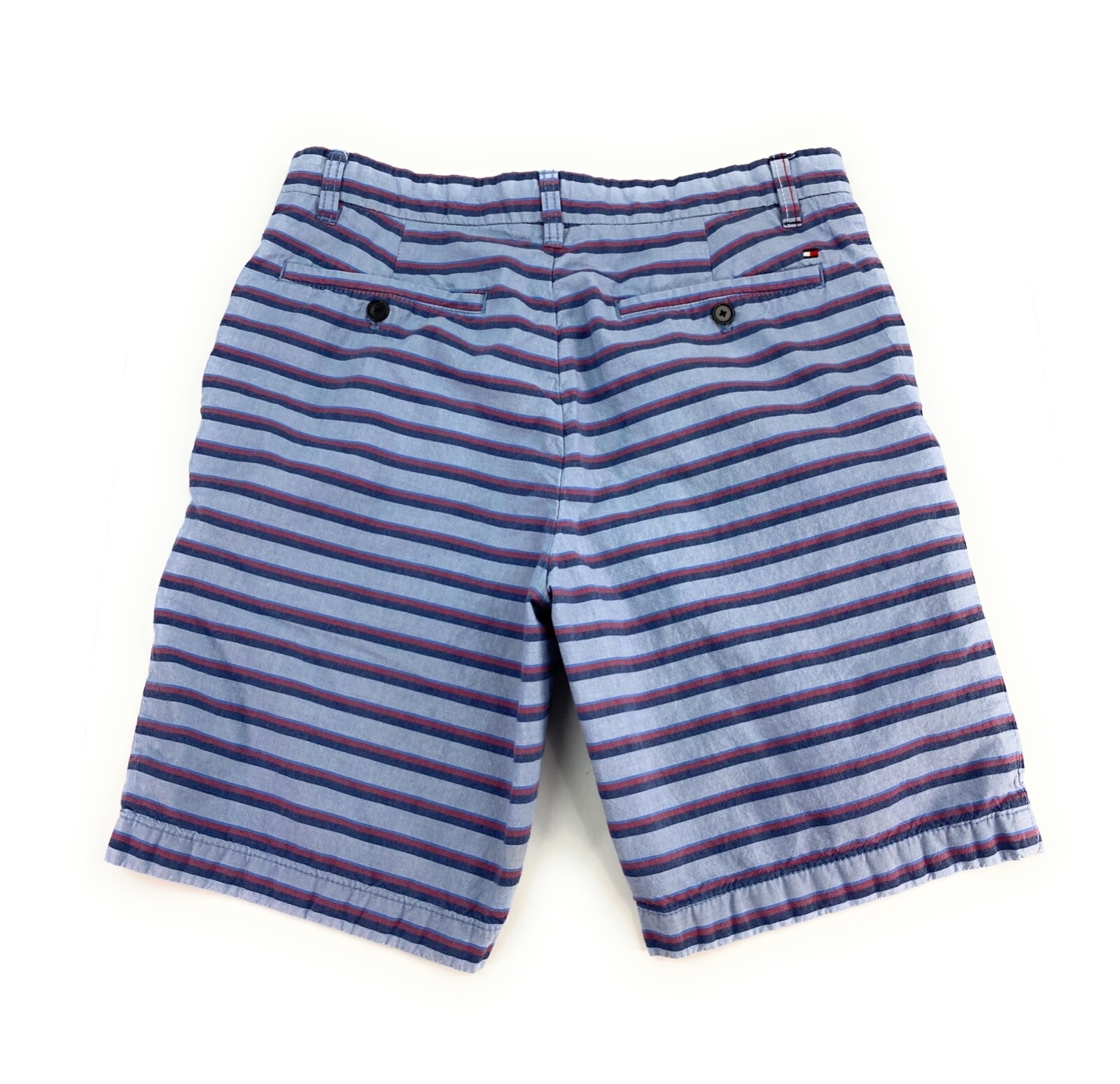Tommy Hilfiger Men's Flat Front 100% Cotton Blue Stripe Chino Shorts 30 thumbnail 2