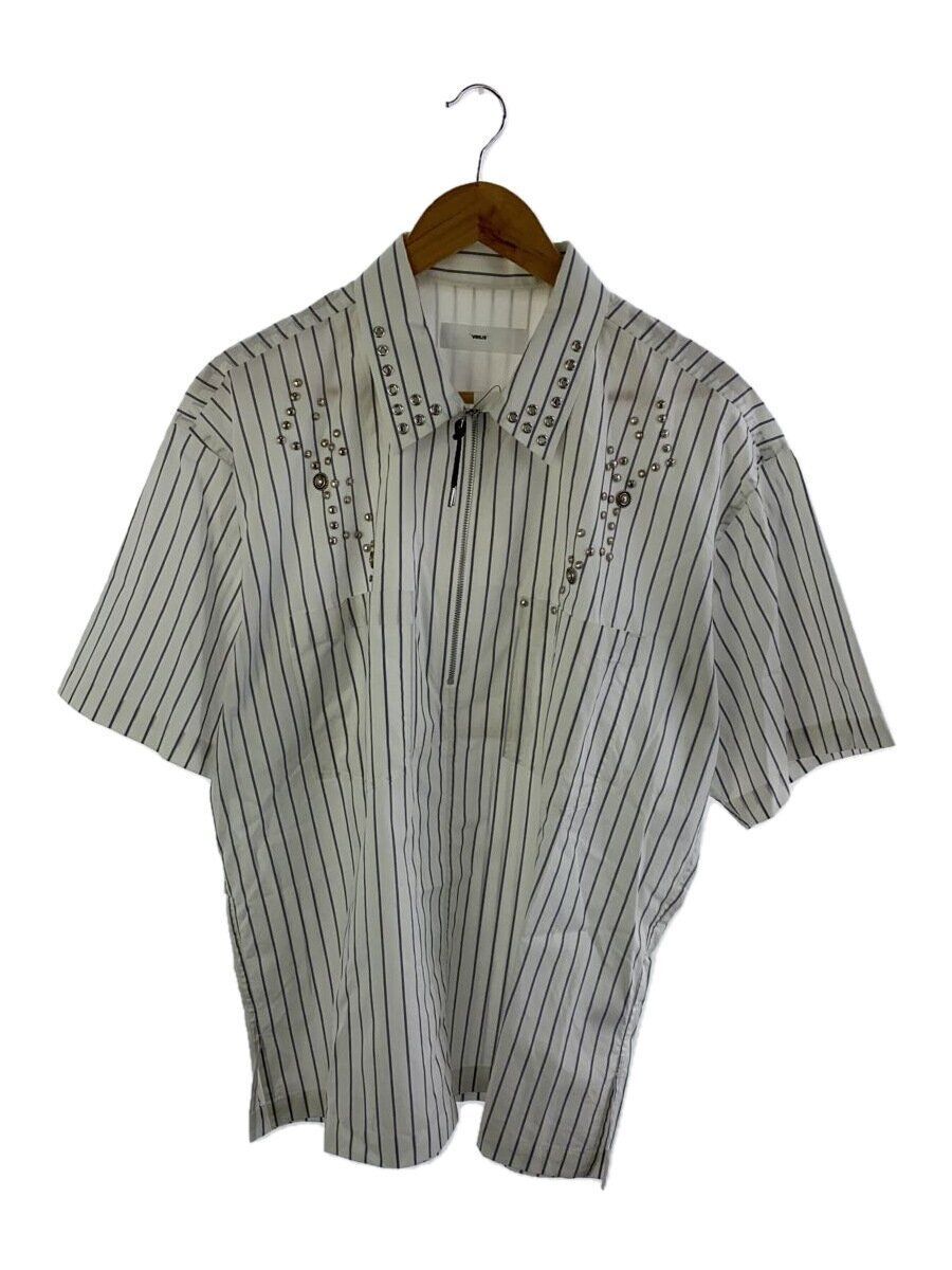 TOGA Typewriter Western Shirt 48 Cotton White Stripe Short Sleeve  