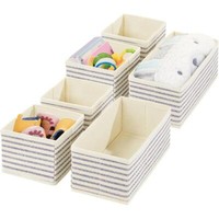 Aufbewahrungsbox Stoffkisten Organizer Mdesign 6Er Set Blau/Natur Gestreift