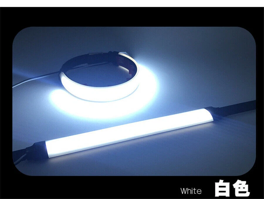 2Pcs Strobe Adjustable Mode Motorcycle Fork Turn Signals Light White LED Strips - Image 3 of 4