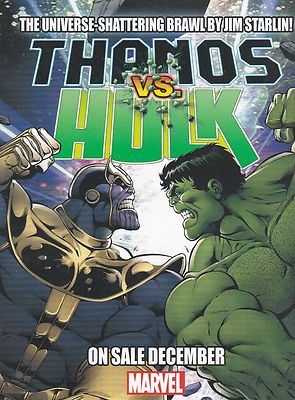 MARVEL COMICS THANOS VS. THE HULK 2014 MARVEL PROMO CARD