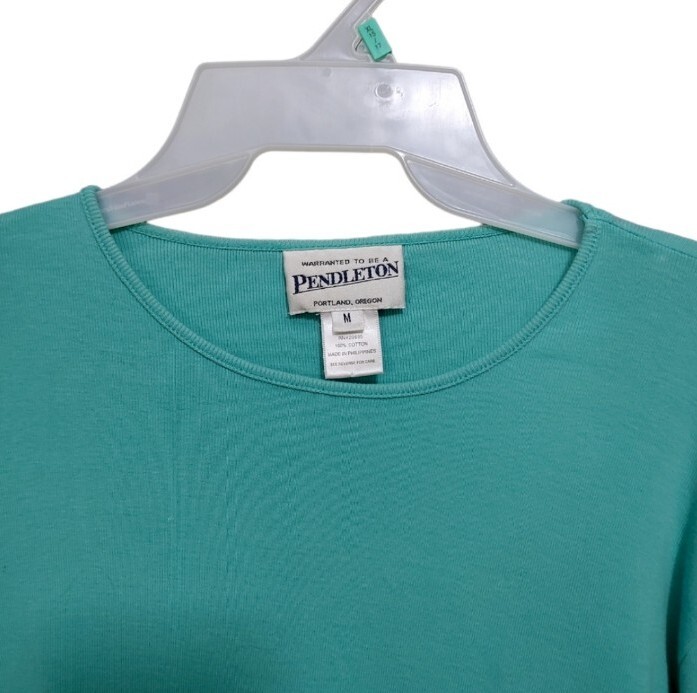 Pendleton Blue Crew Neck Long Sleeve Basic Shirt … - image 4