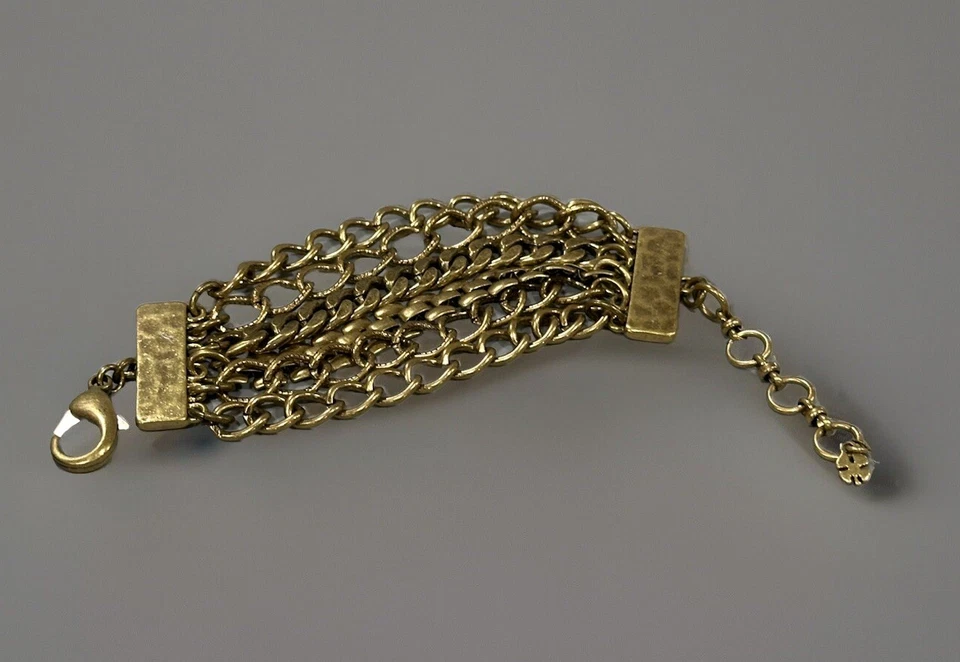 Brazalete grueso multi cadena Lucky Brand tono dorado 7,25" eslabón de cadena múltiple Foto 4 de 4