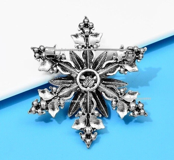 Broche de Navidad y bolso dorado estilo vintage copo de nieve cristal estrás - VIDEO Foto 3 de 4