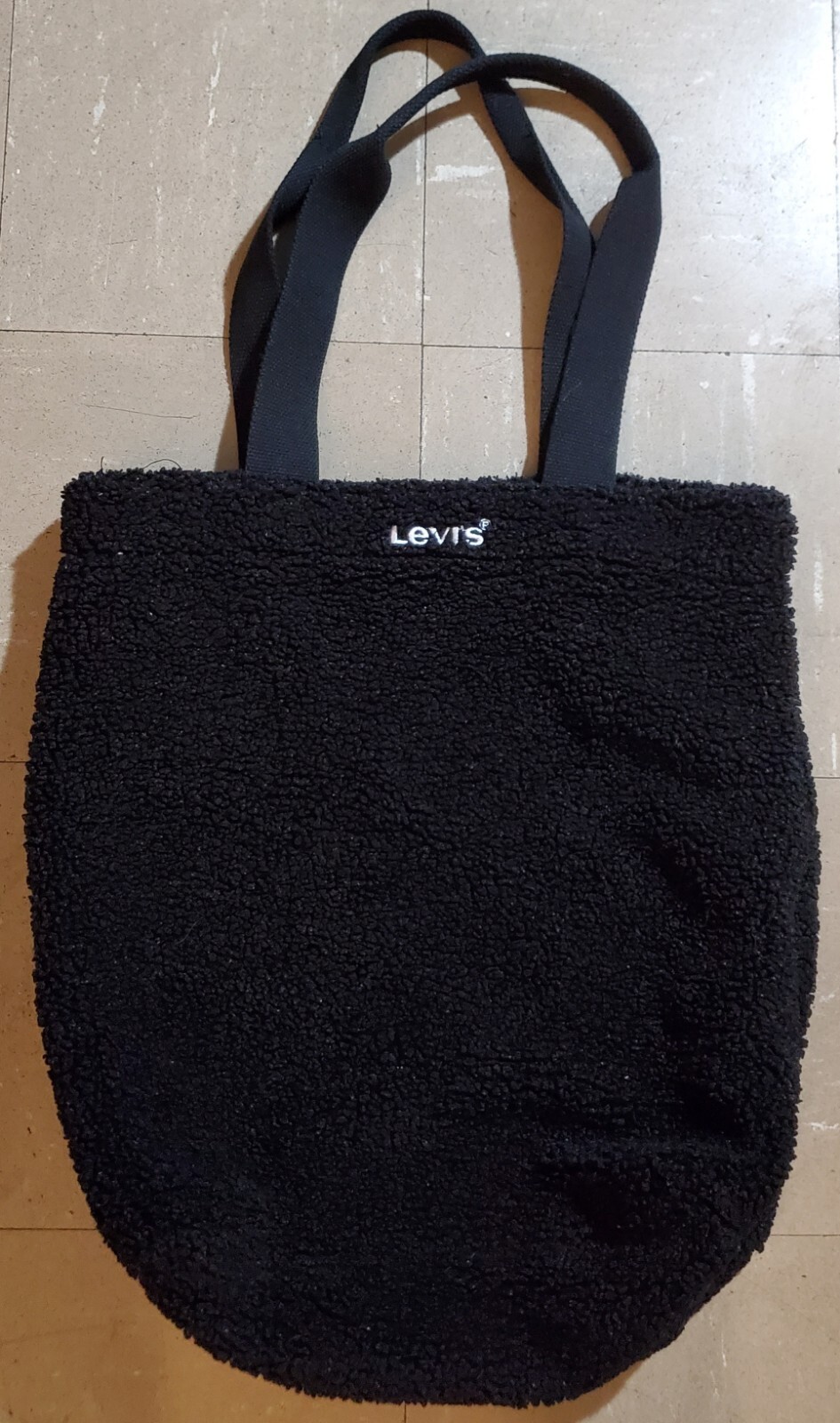 Levis Black Sherpa Tote Bag 16” X 15” X 5” Good Conditon