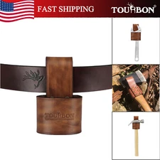 TOURBON Brown Retro Leather Axe Holder Outdoor Hand Tool Belt Loop Carrier