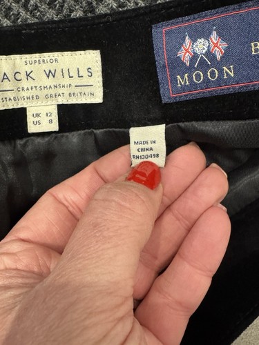 Jack Wills Tweed Black/grey Wool/velvet Mini Skirt Size UK 12 - Picture 13 of 15