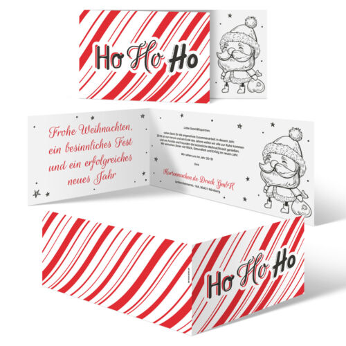 Cartoline di Natale aziendali taglia natalizia individuali - Ho Ho Ho - Foto 1 di 3