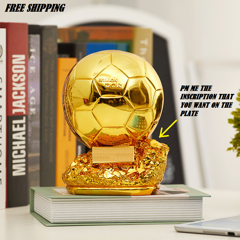  WOBBLO Resin Soccer Ballon d'Or Trophy Replica Ball  Championship Trophy Gold Plated Soccer Best Player MVP Award Trophy Fan  Craft Collection Souvenir Home Decor Display Gift,6.3 inches : Sports 