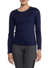 Ibex Women's 24 Hour Scoop Neck Base Layer Long Sleeve Navy 100% Wool XS 