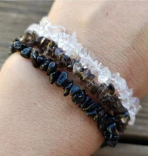 BANISH BAD ENERGY STONE GEMSTONE STRETCHY CHIP BRACELET SET