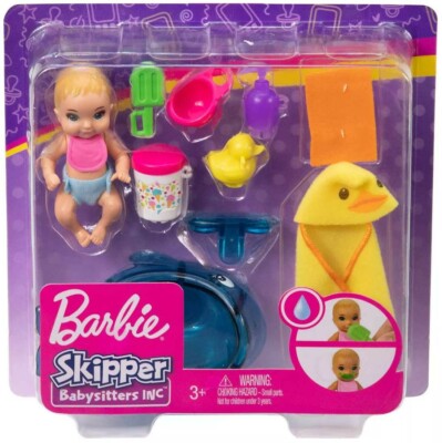 Barbie Skipper Babysitters Inc Feeding Bath Time Mini Doll
