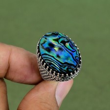 Real Abalone Shell Ring 925 Sterling Silver Gemstone Ring Available In Ring Size