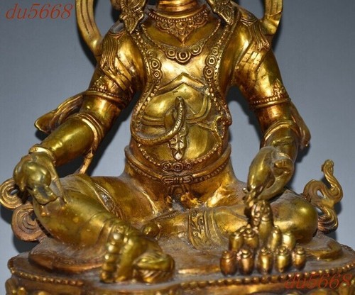12.6"Tibetan Buddhism temple bronze Yellow Jambhala Mammon Buddha statue - Picture 5 of 9