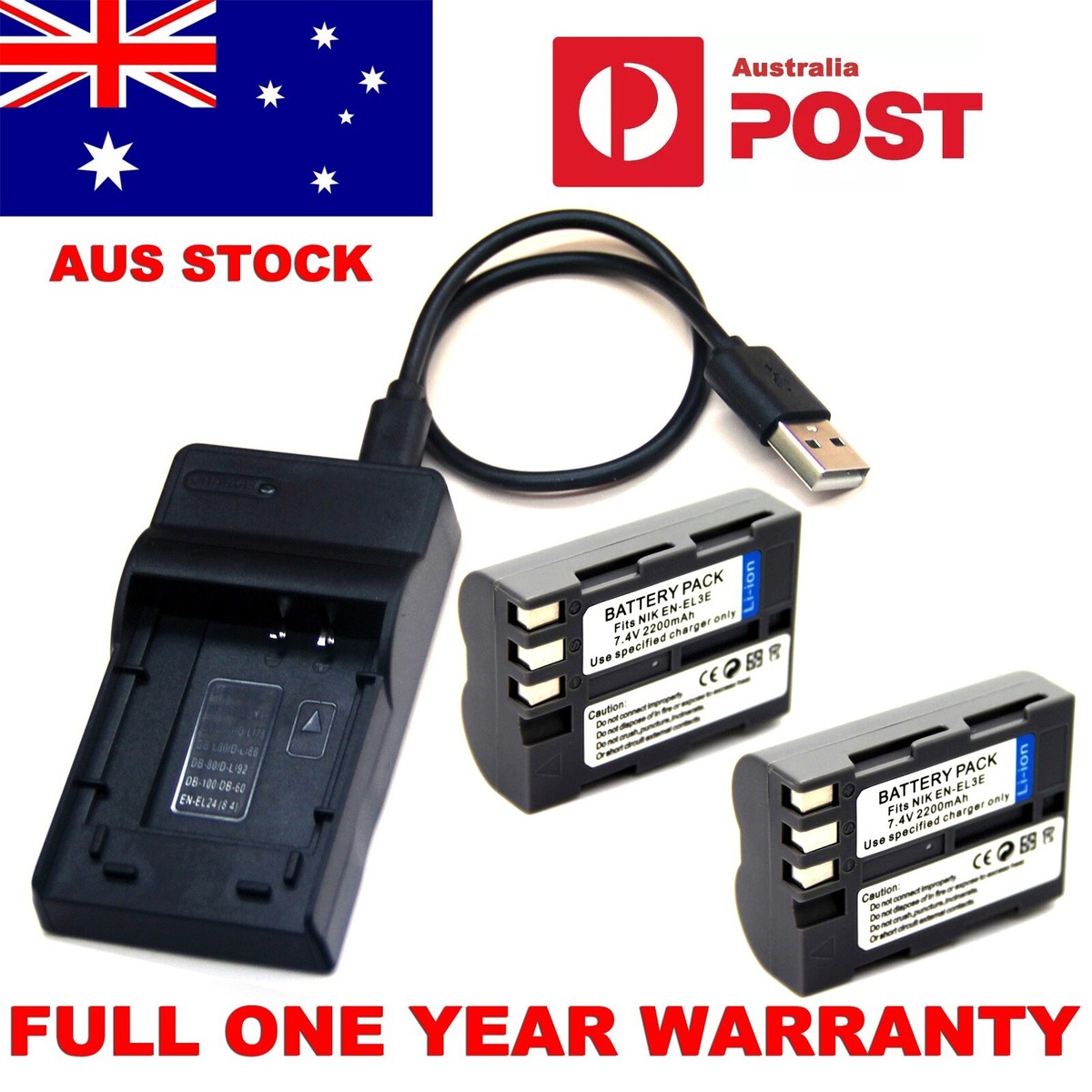 Battery Pack USB Charger For Nikon D100 D200 D300 D300S D50 D50S