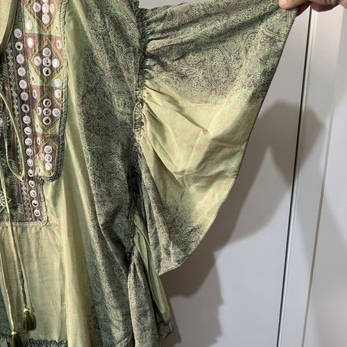 Boho Womens Top Raga Size L Oversized Beautiful Greens Browns Patterns - Picture 7 of 15