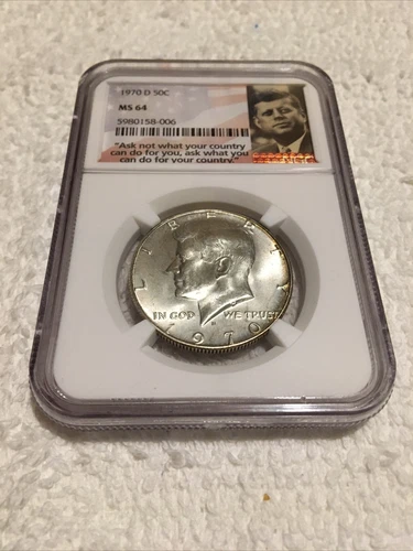 NGC 1970-D SILVER  JOHN F KENNEDY Half Dollar MS64 JFK KEY Date US Mint-Ag*