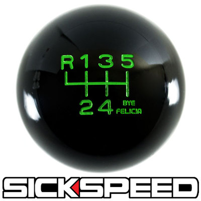 BLACK/GREEN BYE FELICIA SHIFT KNOB FOR 6 SPEED SHORT THROW SHIFTER 12X1.25 K16