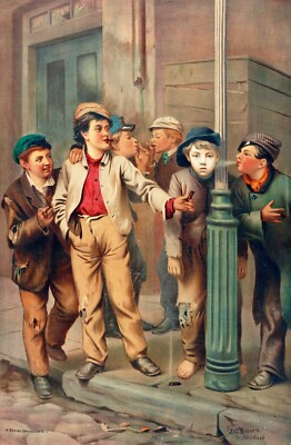 Decoration Poster.Wall art design.Home room interior.The First Cigar.Boys.12613