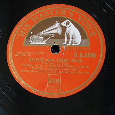 78rpm 12'' MARIO LANZA celeste aida / mamma mia