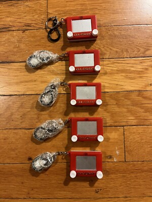 VINTAGE Basic Fun Inc Mini Etch A Sketch Key Chain Lot Of 5 Stocking Stuffer