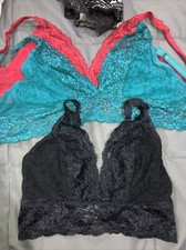 3 NWOT Soma Lace Plunge Bralette Sz Medium M Black Teal Red Wireless