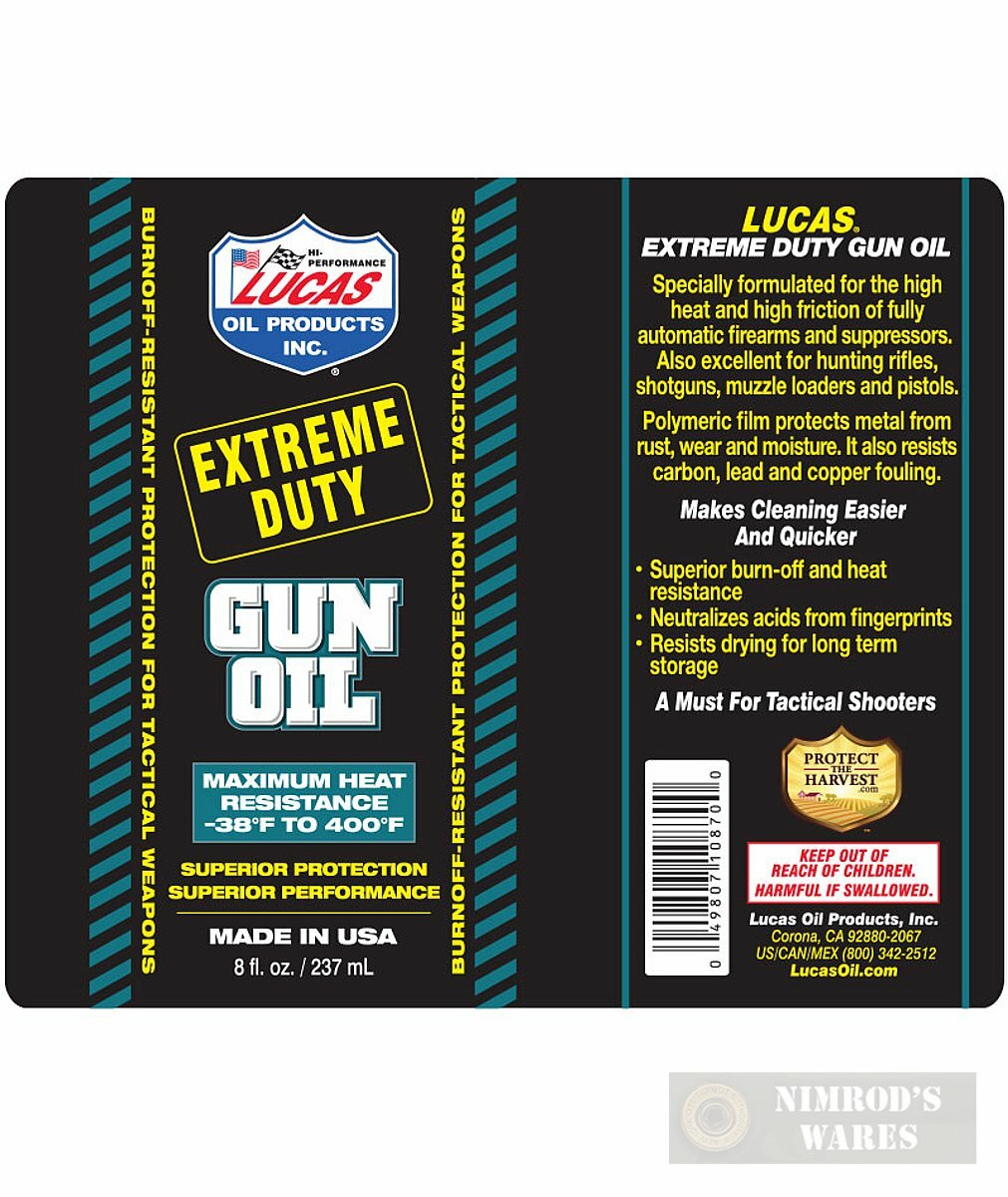 Lucas EXTREME DUTY GUN OIL High-Heat & Friction Firearms Suppressors 1oz 10875