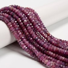 Natural Ruby Faceted Rondelle Disc Beads Size 3x6mm to 4x10mm 15.5'' Strand
