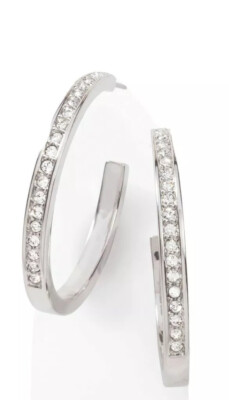  Touchstone Crystal Earrings Hoop Clear  1 1/4  Rhodium New Condition