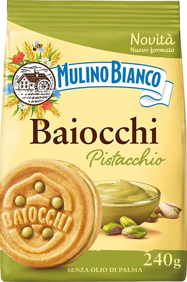 ITALIAN GOURMET E.R. Mulino Bianco Baiocchi Pistacchio Kekse Mit Pistazien 240g+Italian Polpa 400g