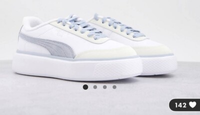 puma oslo maja suede white and baby blue US 6.5